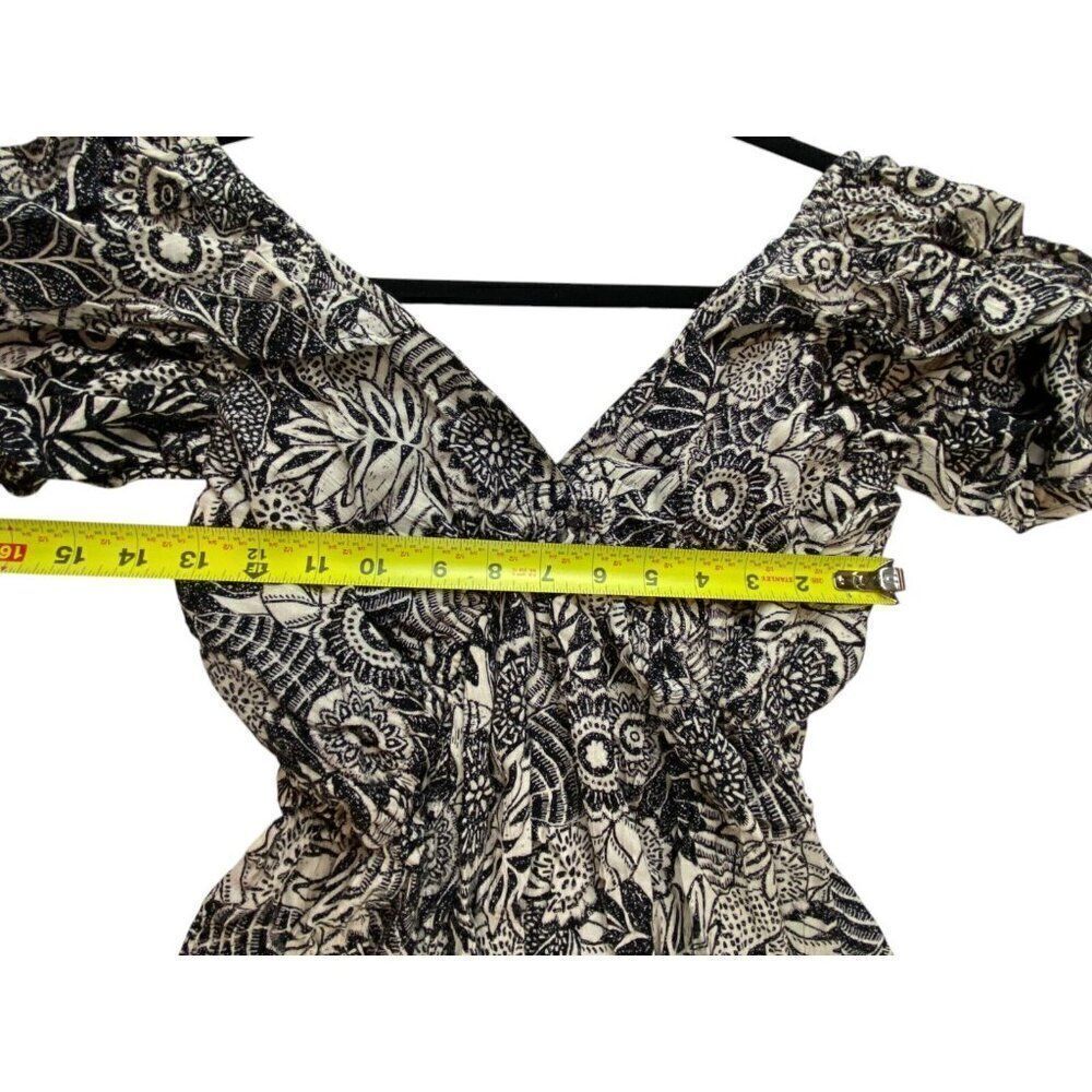 Zara Womens Mini Dress S Black White Floral Flutter Sleeve Flowy 9878/249 NWT - Picture 4 of 6